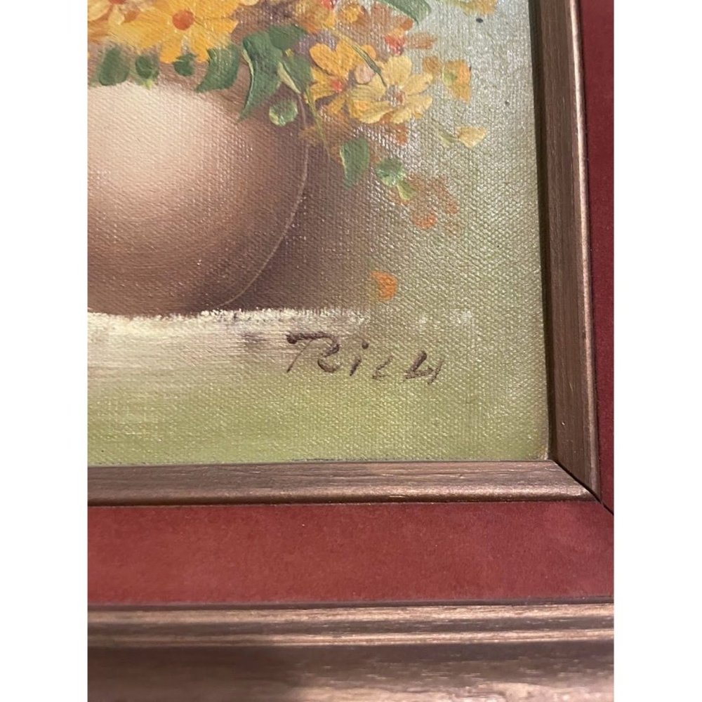 Vintage Original Oil-Acrylic Painting of Flowers-Still Life-on Board in Frame - Picture 3 of 12